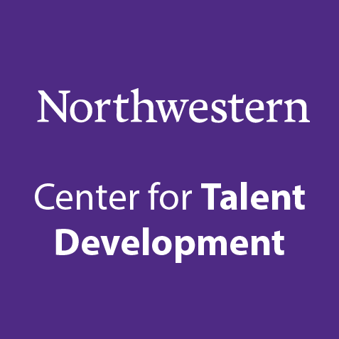 Northwestern Center for Talent Development logo with white text on a purple background