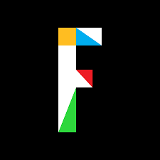 Fortune magazine stylized F logo with multicolored geometric design on a black background